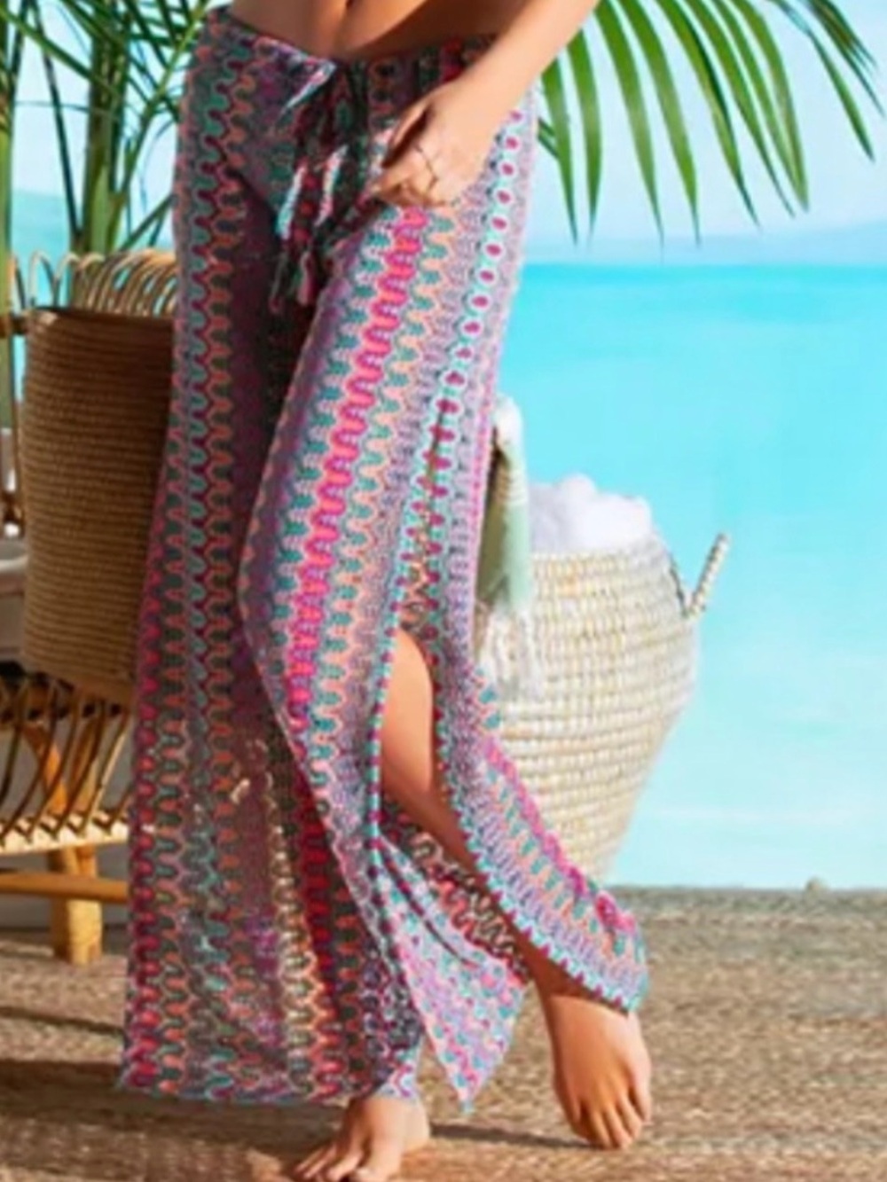Becca Women's Sundown Crochet Split-Leg Cover-up Sz M